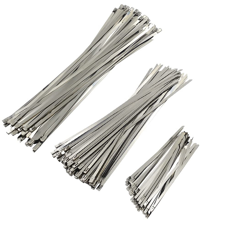 [AUSTRALIA] - DGOL 110 packs 3 Sizes 304 Stainless Steel Cable Ties Wrap 5.9, 9.9, 11.8 inch Heavy Duty Self Locking Metal Zip Tie Clamps