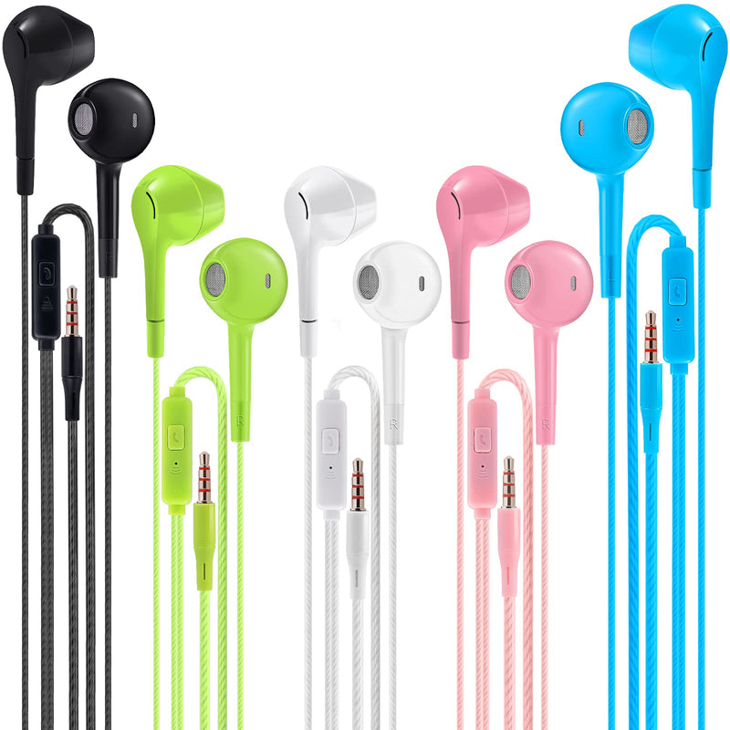 [AUSTRALIA] - Earbuds Headphones with Microphone Pack of 5, Noise Isolating Wired Earbuds, Earphones with Powerful Heavy Bass Stereo, Compatible with Android, iPhone, iPad, Laptops, MP3 and Most 3.5mm Interface