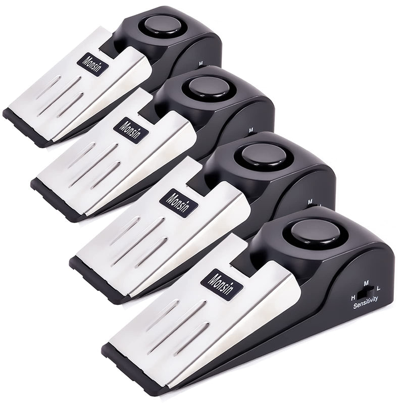  [AUSTRALIA] - Door Stop Alarm, Door Stopper with 120DB Security Alarm, Floor Wedge Doorstop for Travel Apartment Home House (Pack of 4) 4 Pack Black