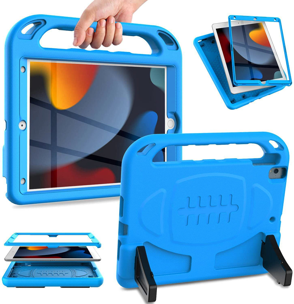  [AUSTRALIA] - SUPNICE Kids Case for iPad 9th/8th/7th Generation, iPad 10.2 case 2021/2020/2019 with Built-in Screen Protector, Shockproof Lightweight Handle Stand Kids Case for iPad 10.2 9th Generation, Blue