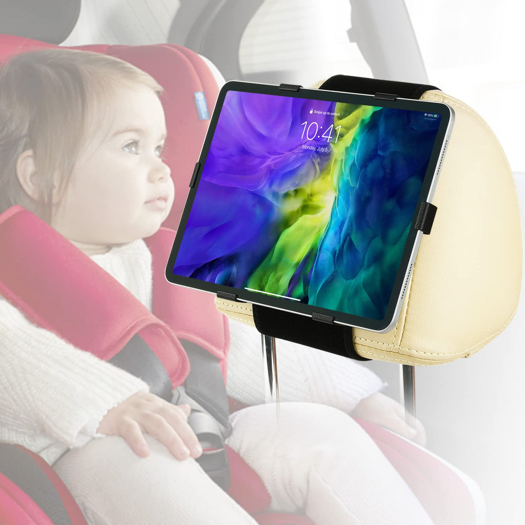  [AUSTRALIA] - Car Headrest Tablet Mount Holder, TXesign Large Size Car Headrest Tablet Holder Fits All 9.7-12.9inch Tablets iPad Pro 12.9 11 iPad Air Galaxy Tab S7 FE S6 S5e Tablets for Kids Backseat Passengers