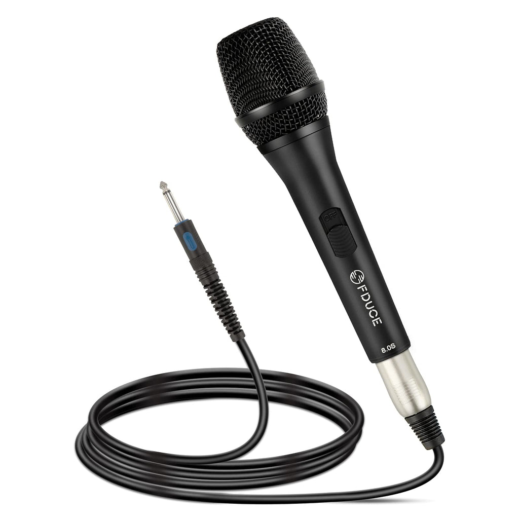 [AUSTRALIA] - FDUCE Dynamic Wired Microphone 8.0s, Vocal Karaoke Mic with 16.4ft XLR Cable, Metal Handheld Corded Microphone for Singing, Speech, Wedding, Class use (Gray) Square Gray