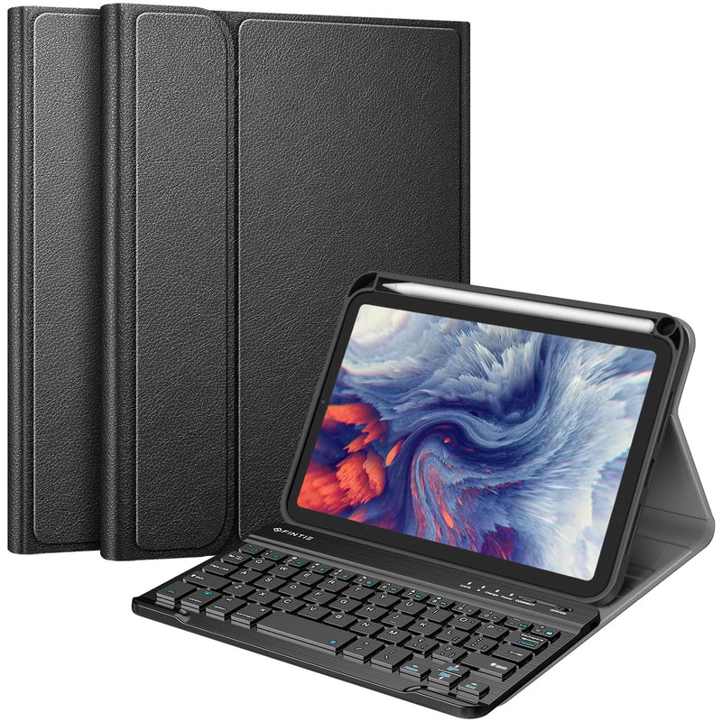  [AUSTRALIA] - Fintie Keyboard Case for iPad Mini 6 2021 (8.3 Inch), Soft TPU Back Cover with Pencil Holder & Magnetically Detachable Wireless Bluetooth Keyboard for iPad Mini 6th Generation, Black