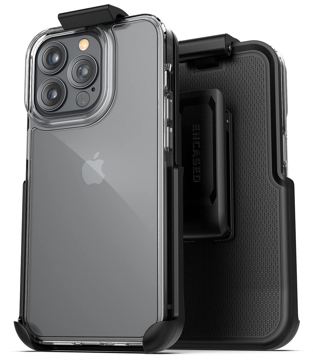  [AUSTRALIA] - Encased Belt Case Designed for iPhone 13 PRO Clear Back Case with Clip (2021) Transparent Phone Case with Holster