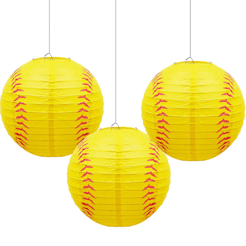  [AUSTRALIA] - Softball Paper Lantern 8 Inches Softball Hanging Lantern Decoration Sports Ball Hanging Lantern Party Lantern Softball Lantern Decor for Sports-Themed Party Festival Celebration (3) 3