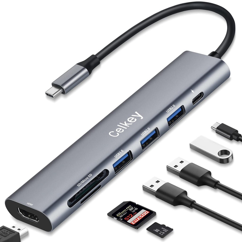  [AUSTRALIA] - USB C Hub Type C Multiport Adapter Celkey 7 in 1 with 4K HDMI,100W PD Charging, 3 USB Ports, SD/TF Card Reader for MacBook Pro/Air,iPad Pro and More Type C Devices