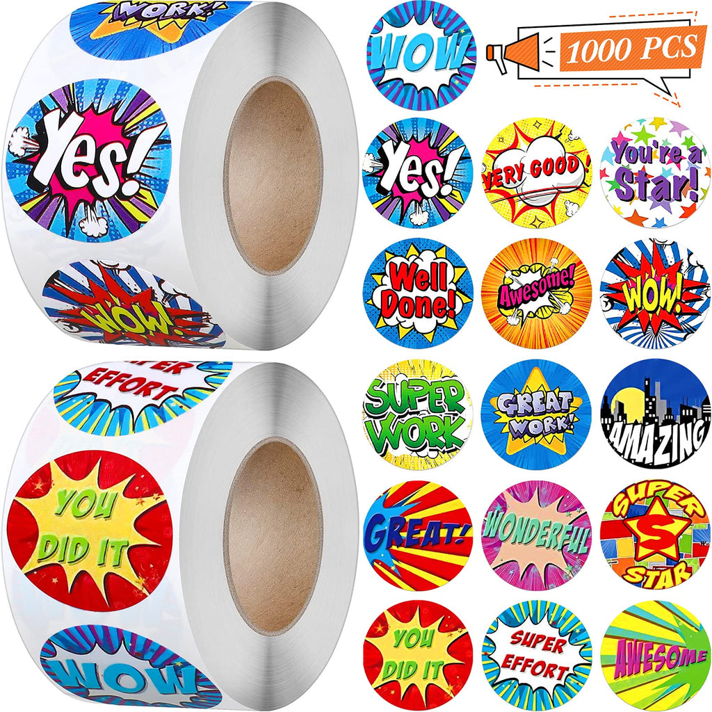  [AUSTRALIA] - 1000 Pieces Classroom Reward Stickers Student Praise Stickers Motivational Teacher Stickers for Elementary Students Encouragement Stickers Positive Letters Reward Stickers (Classic Style) Classic