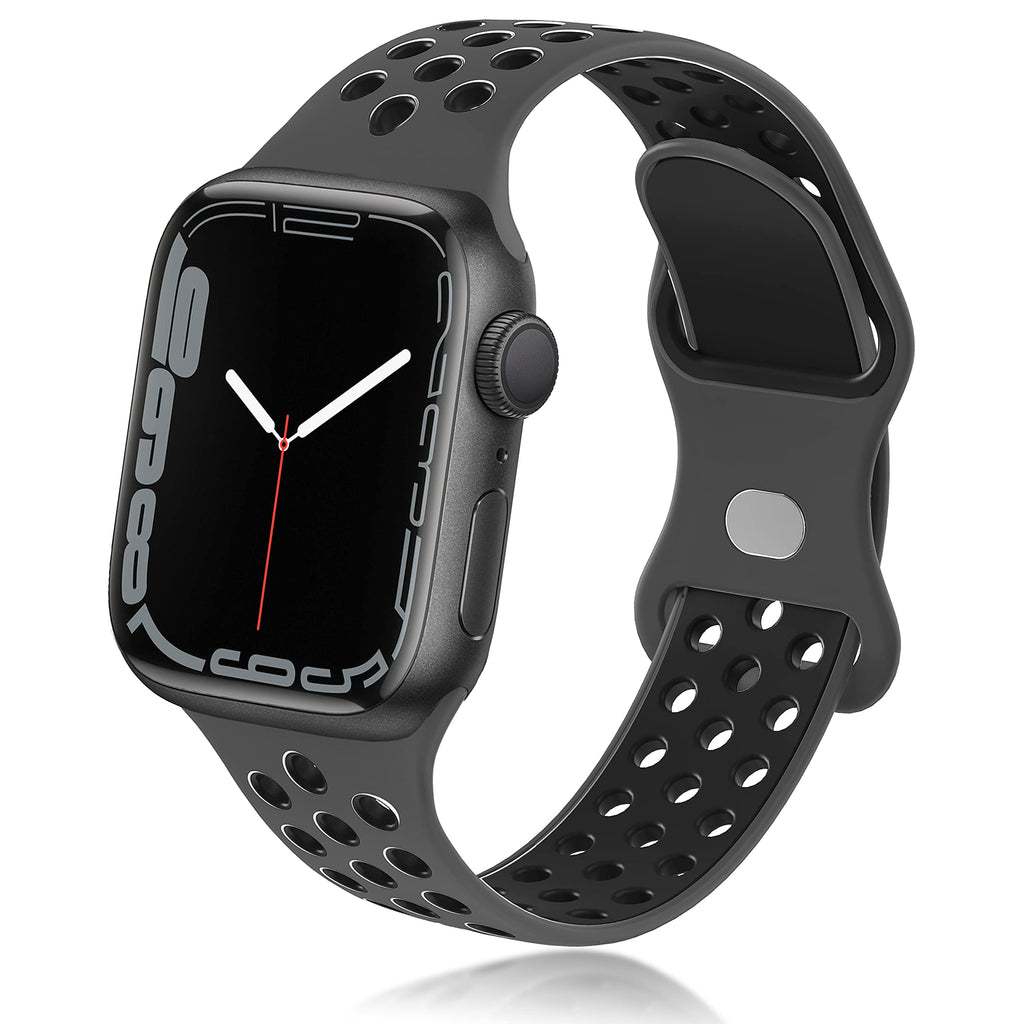  [AUSTRALIA] - Gleiven Smartwatch Bands Compatible with Apple Watch Bands 44mm 42mm 40mm 38mm for Women Men, Breathable Soft Silicone Sport Wristbands Replacement Strap Classic for iWatch Series 7 6 5 4 3 2 1 SE Anthracite Black 38mm/40mm/41mm