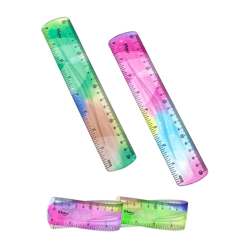  [AUSTRALIA] - 2 PCS Flexible Bendable Ruler 8 Inches Colorful School Ruler with Inches and Metric for Homes Offices Students Adult Plastic Measuring Tools(8 inches 2pcs)…