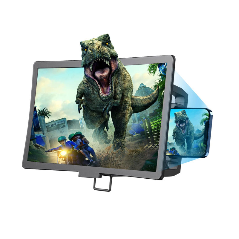  [AUSTRALIA] - 2021 New 12" Curved Phone Screen Magnifier, 3D Hand-held Screen Amplifier for Gaming, Broswing TIK Tok, and Videos, Foldable Screen Magnifier for Cell Phone (Black) Black