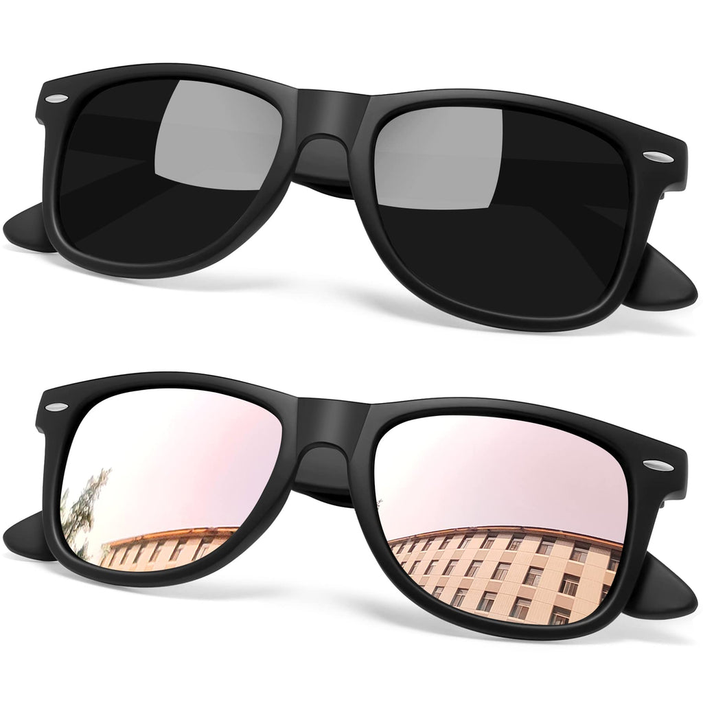  [AUSTRALIA] - Joopin Polarized Sunglasses Men Women Designer Sun Glasses UV Protection Matte Black + Black Mirrored Pink multicolored