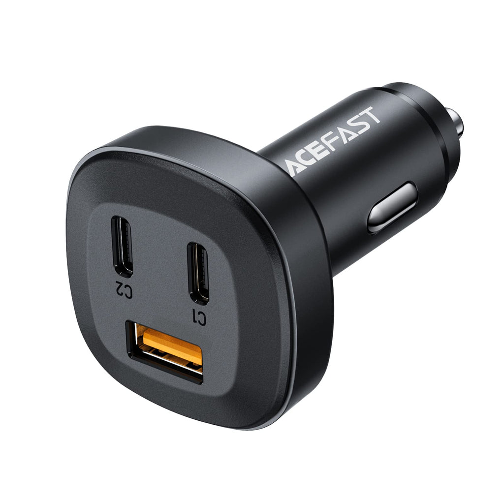  [AUSTRALIA] - ACEFAST 66W Fast Car Charger, 3 Ports(2 USB C+USB QC3.0) QC3.0/PD3.0/AFC/FCP/SCP/PE Fast Charging for iPhone 13 Pro Max/11/XS/X/8 Plus, iPad Pro 12.9-in, Galaxy S20, S21+, and Most USB Charge Devices