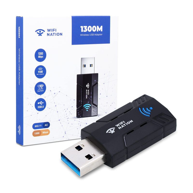  [AUSTRALIA] - WiFi Nation® WiFi Dongle 1300Mbps WiFi Adapter 2.4G/5G Dual Band Mini USB 3.0 802.11ac Wireless Network Adapter for PC Desktop Laptop Windows MacOS & Most of Linux Distros