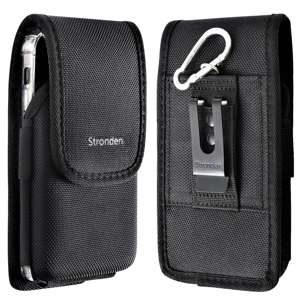  [AUSTRALIA] - Stronden Holster for iPhone 13 Pro Max, 12 Pro Max, 11 Pro Max, XS Max - Military Grade Nylon Vertical Belt Holster Pouch w/Built in ID Card Holder (Fits Otterbox Commuter/Defender Case)