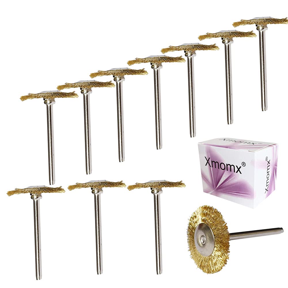  [AUSTRALIA] - Xmomx 10 pcs Brass Wire Brushes Bowl-shaped Wheels Polishing 1" Dia w/Shank 1/8" for Rotary Tools