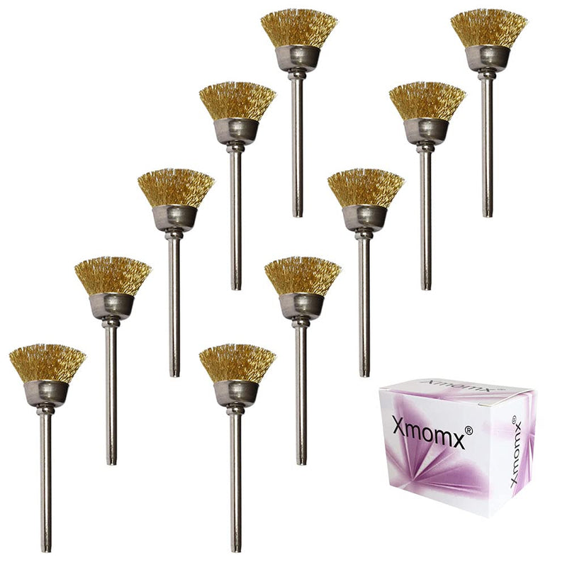  [AUSTRALIA] - Xmomx 10 pcs Brass Wire Brushes Bowl-shaped Wheels Polishing 1/2" Dia w/Shank 1/8" for Rotary Tools