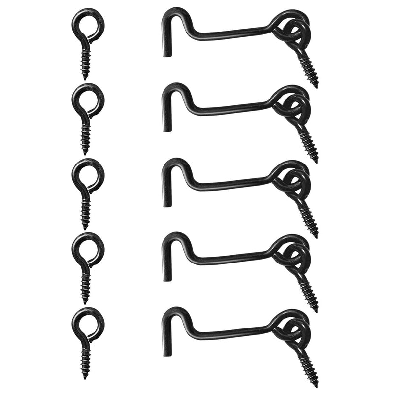  [AUSTRALIA] - Sdstone Cabin Hook and Eye Latch Gate Door Swivel Window Latch Hook with Mounting Screws,Carbon Steel Door Hook Latch(1.7 inch, 5PCS) 1.7 inch Black