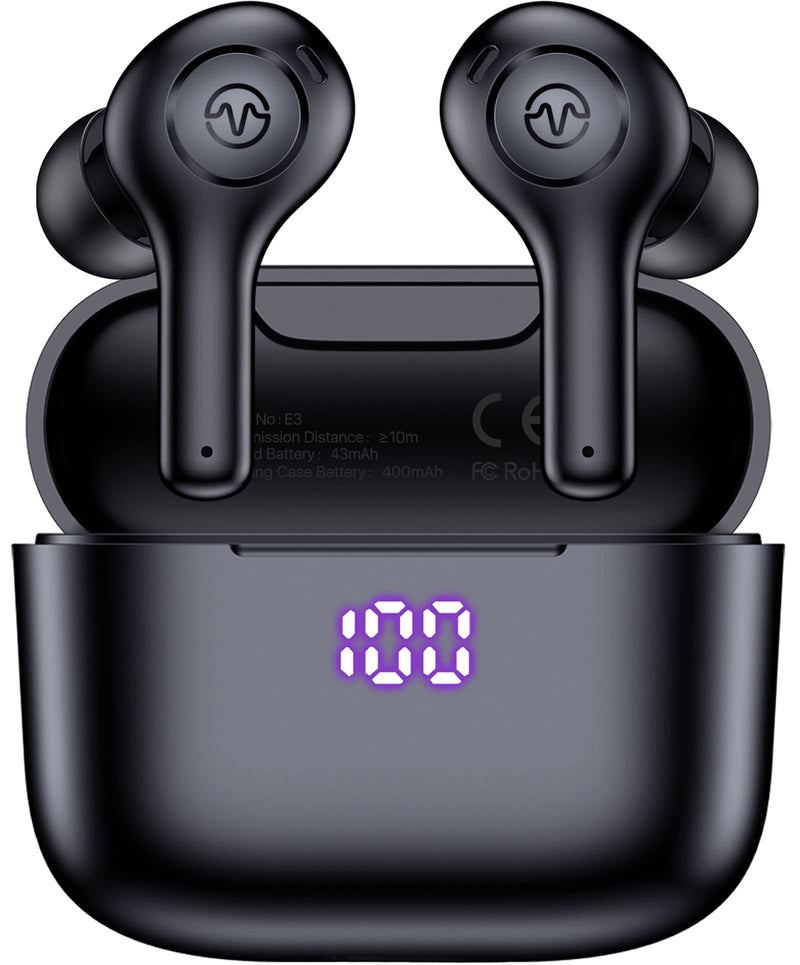  [AUSTRALIA] - Bluetooth Headphones, True Wireless Earbuds with 4 Mics, Call Noise Cancelling Earphones Support Wireless Charging Case, Waterproof Touch Control Stereo in-Ear Headset for Android iOS HUMMSE-VEAT00L Black