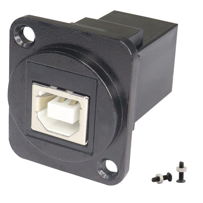  [AUSTRALIA] - QIANRENON USB B to A D Panel Mount Connector,USB 2.0 Data Connector Solderless Socket, Female to Female Converter Data Transfer Connectors for Audio Video Optoelectronic Network,Black