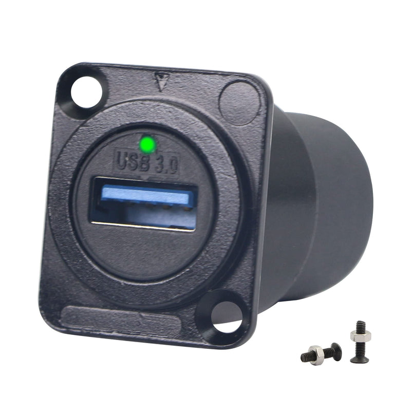 [AUSTRALIA] - QIANRENON USB 3.0 D Panel Mount Solderless Connector, USB 3.0 Female to Female Coupler Socket Panel Mount Pass Through Adapter Super Speed Up to 5Gbps Audio Video etc Equipment,Black