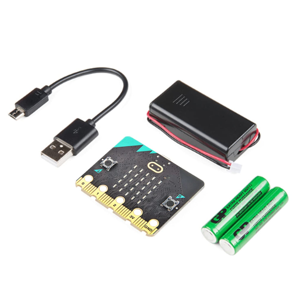  [AUSTRALIA] - ELECFREAKS microbit V2 Go Kit Programming Development Board STEM Pocket-Sized BBC Micro:bit Computer,Built-in Touch Sensitive Logo,Speaker and Microphone micro:bit V2 go kit