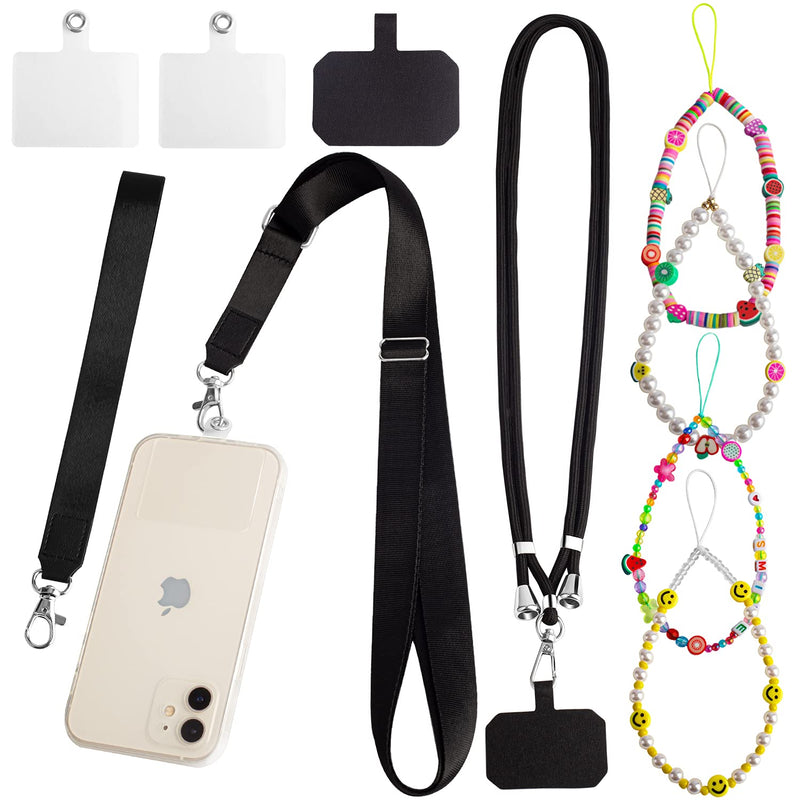  [AUSTRALIA] - LYroo Phone Lanyard，Adjustable Card Holder and Wrist Strap Cute Beaded Phone Charm for All Smartphones