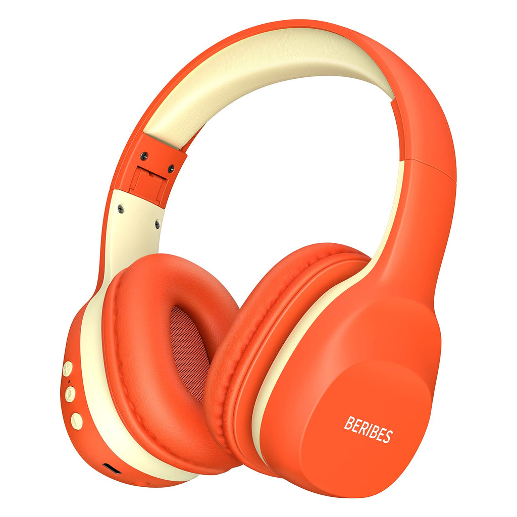  [AUSTRALIA] - BERIBES Kids Headphones, [Vibrant Orange] 55H Playtime Immersive HD Stereo Comfortable Fit Kids Bluetooth Headphones, Built-in Mic Kids Wireless Headphones for School, Cellphone, Tablet, Travel Vibrant Orange