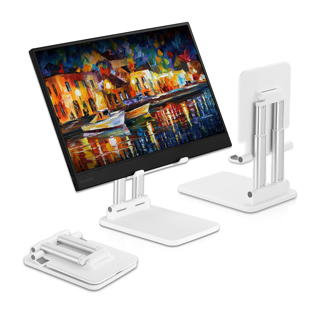  [AUSTRALIA] - PEPPER JOBS Tablet Holder Solid Sturdy Stand, Dual Tube Foldable for Ipad Pro Holder Stand, Universal Tablet Stand, Portable Monitor Stand Adjustable Height and Viewing Angle Extremely Stable (White) White
