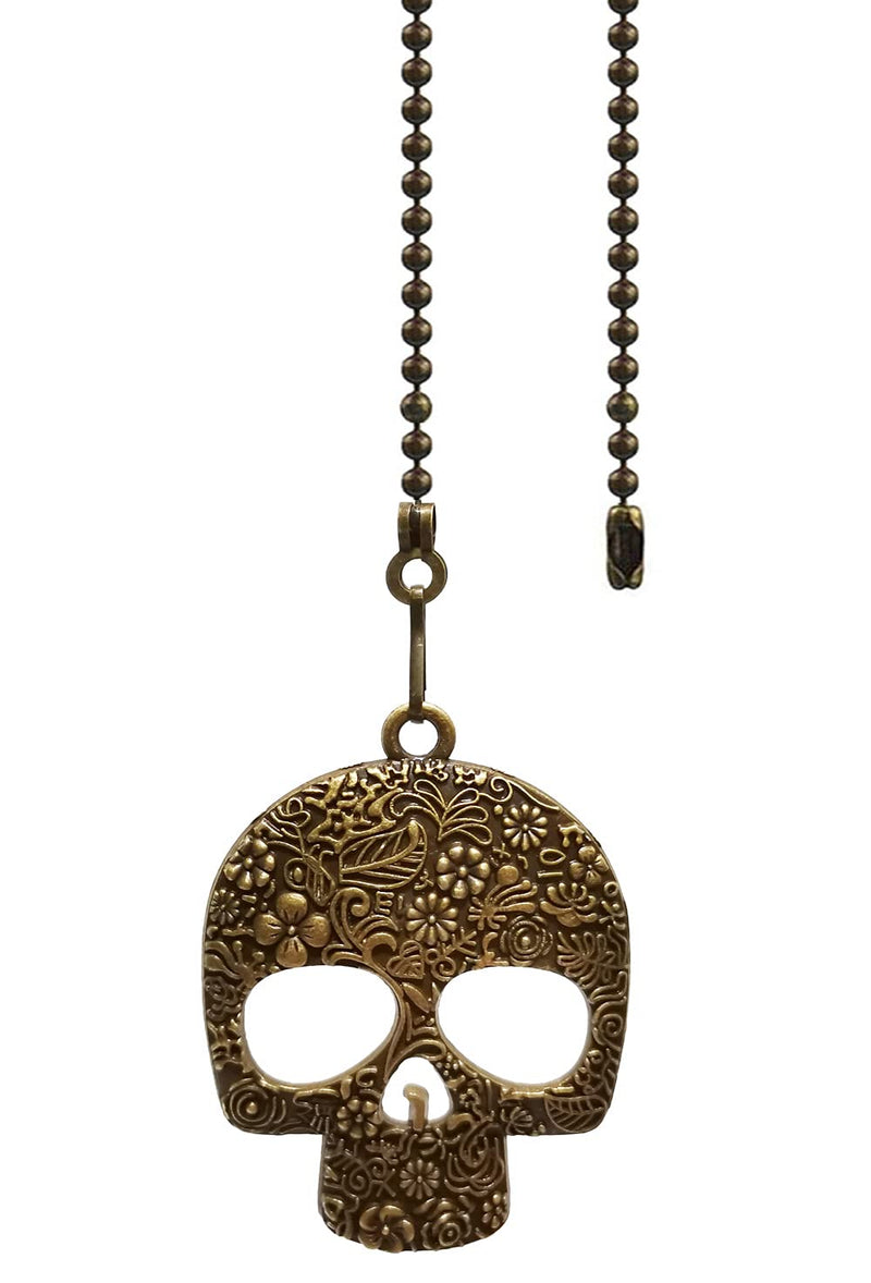  [AUSTRALIA] - Hyamass 12 inch Vintage Skull Mask Charm Pendant Ceiling Fan Danglers Fan Pulls Chain Extender with Ball Chain Connector(Bronze) Bronze