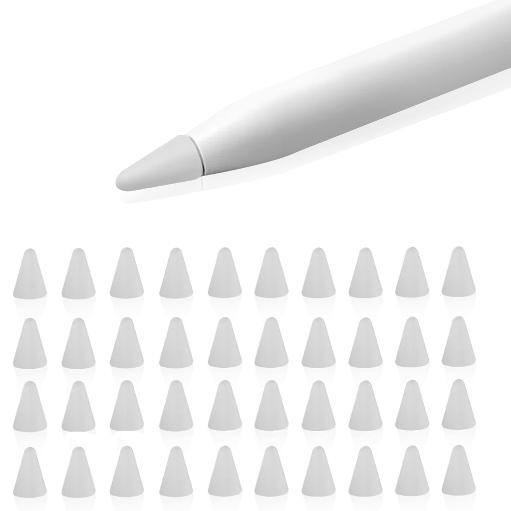  [AUSTRALIA] - TechMatte Apple Pencil Tip Cover (40-Pack, Clear) Drawing Increased Friction Tool Compatible with Apple Pencil 1 and 2