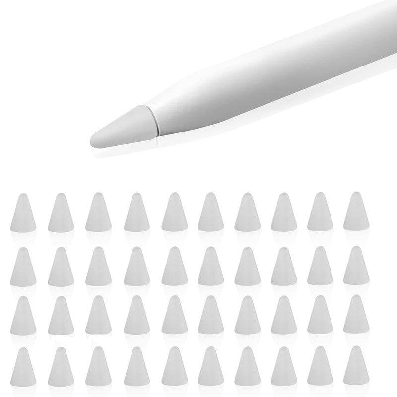  [AUSTRALIA] - TechMatte Apple Pencil Tip Cover (40-Pack, Clear) Drawing Increased Friction Tool Compatible with Apple Pencil 1 and 2