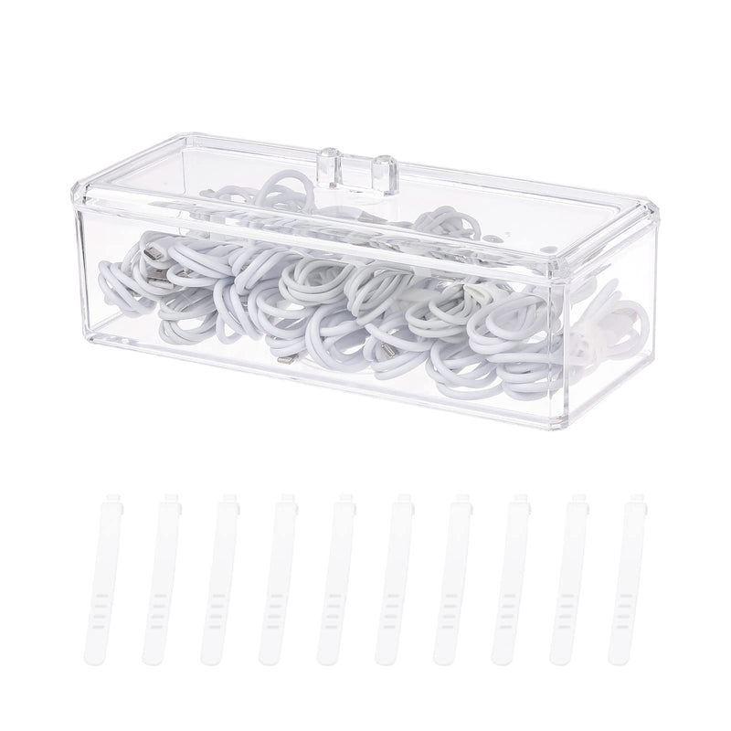  [AUSTRALIA] - Yesesion Plastic Electronics Organizer with Lid and 10 Wire Ties, Large Cable Management Box, Clear Power Cord Cases, Stackable Desk Drawer Accessories Storage for Office, Stationery Supply (1 Pack) Type H