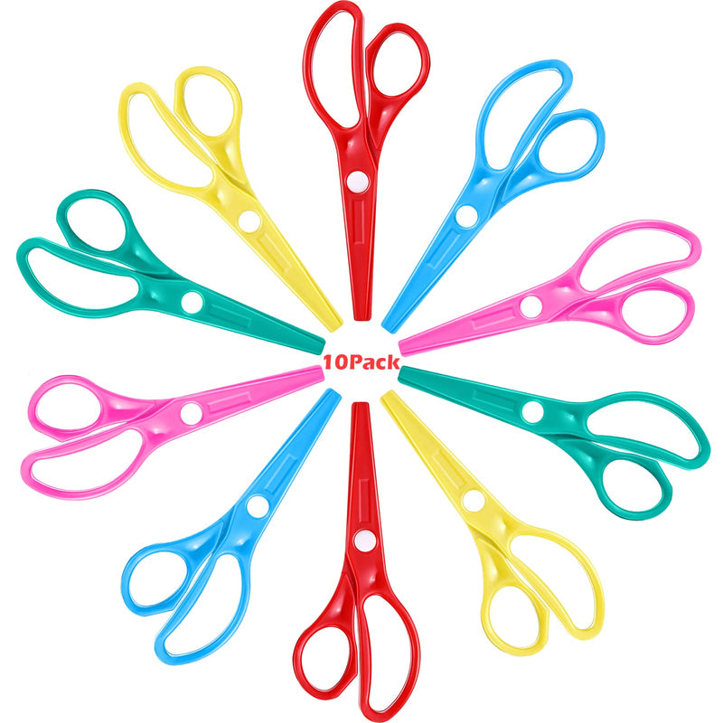  [AUSTRALIA] - 10 Pieces Plastic Safety Scissors Perschool Traning Scissors Toddler Training Scissors Kids Left Handed Scissors Child Plastic Scissors 5 Colors for Children Cutting Tools Paper Art Craft Supplies