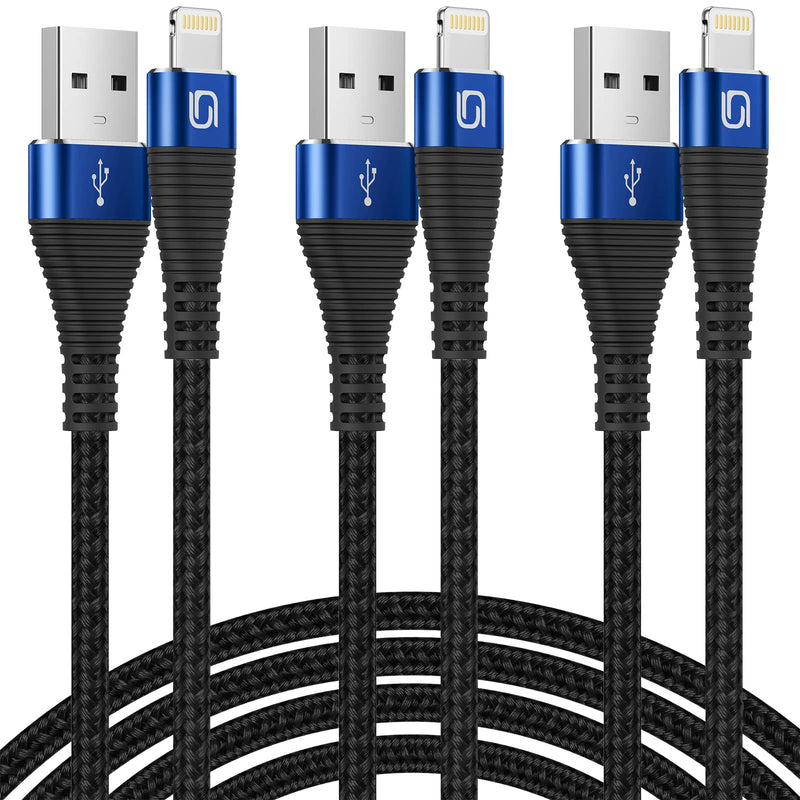  [AUSTRALIA] - ohbox Lightning Cable 3ft 3Pack, Blue iPhone Charger Cable Fast Charging USB Cord Compatible with iPhone 14 13 12 11 Pro Max Mini XS XR 8 7 6s SE iPad Airpods 3