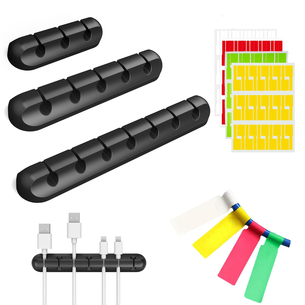  [AUSTRALIA] - Cable Clips,3 Pack Cable Management with cable labels Cord Organizer for Desk USB Charging Cable Power Cord Audio Wires Mouse Earphone Cable Organizer for Home Office Car