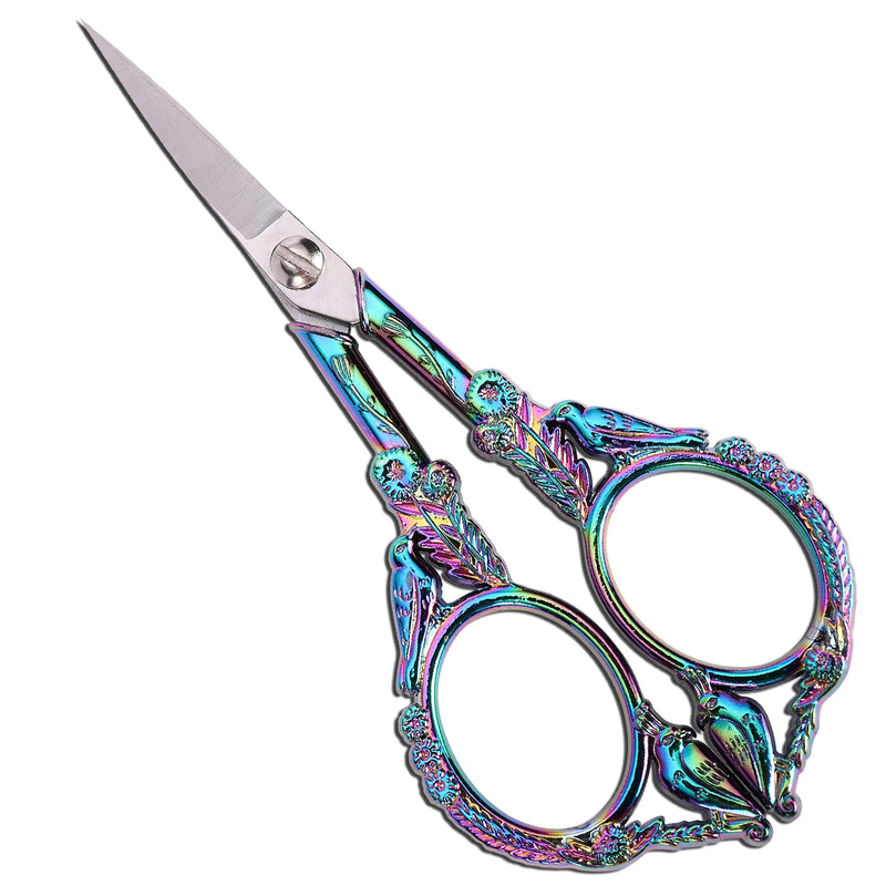  [AUSTRALIA] - YOUGUOM Sewing Embroidery Scissors – Small Vintage Sharp Detail Shears for Craft, Artwork, Needlework Yarn, Handicraft DIY Tool, Thread Snips, 4.6in Rainbow Bird Style