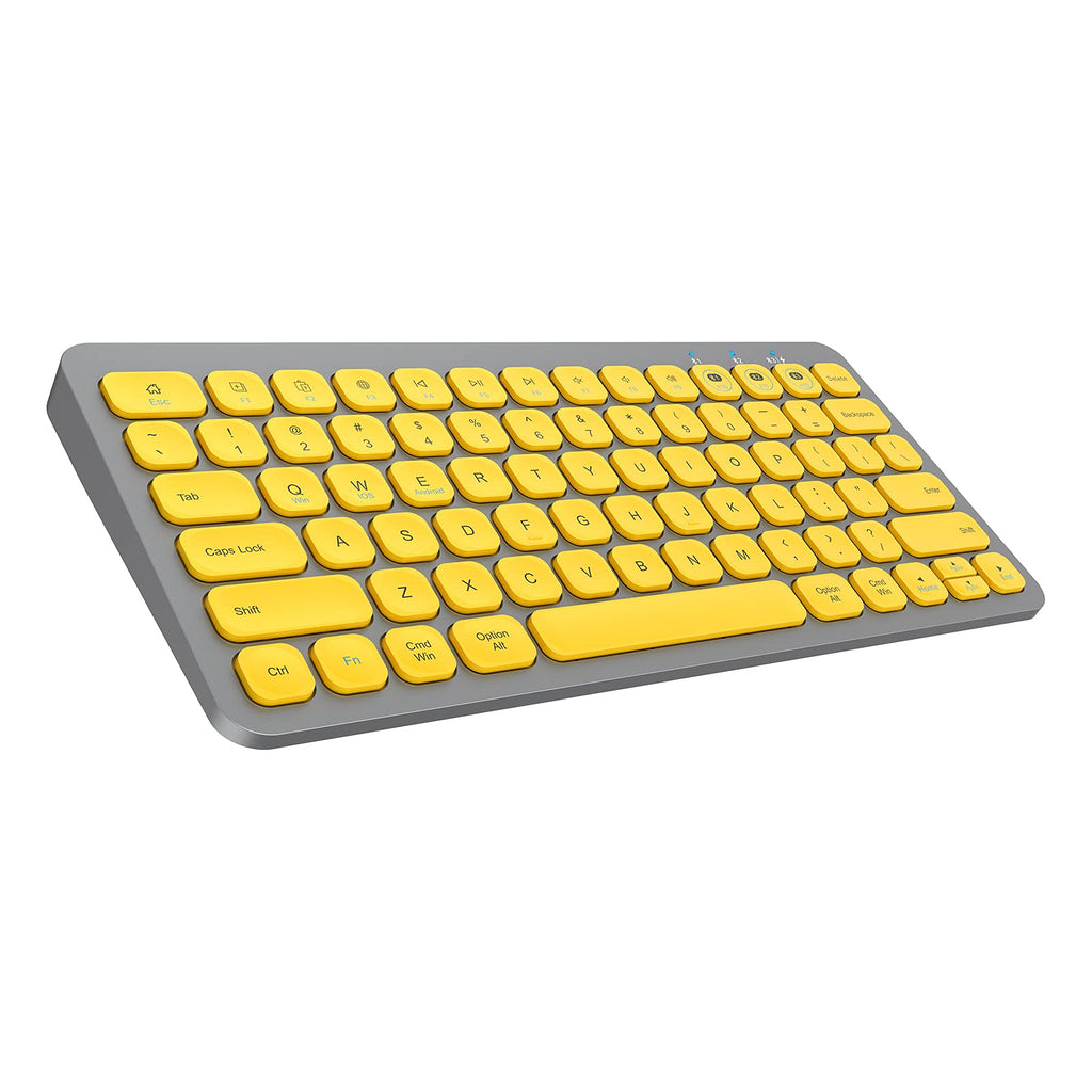  [AUSTRALIA] - Multi-Device Bluetooth Keyboard, PINKCAT Wireless Keyboard Compatible with Laptop/PC/Notebook/MacBook/Computer, Ultra-Thin Sleek Design for iPhone/iPad/iPad Mini/iPad Pro/iPad Air/Smart TV - (Yellow) Grey+Yellow