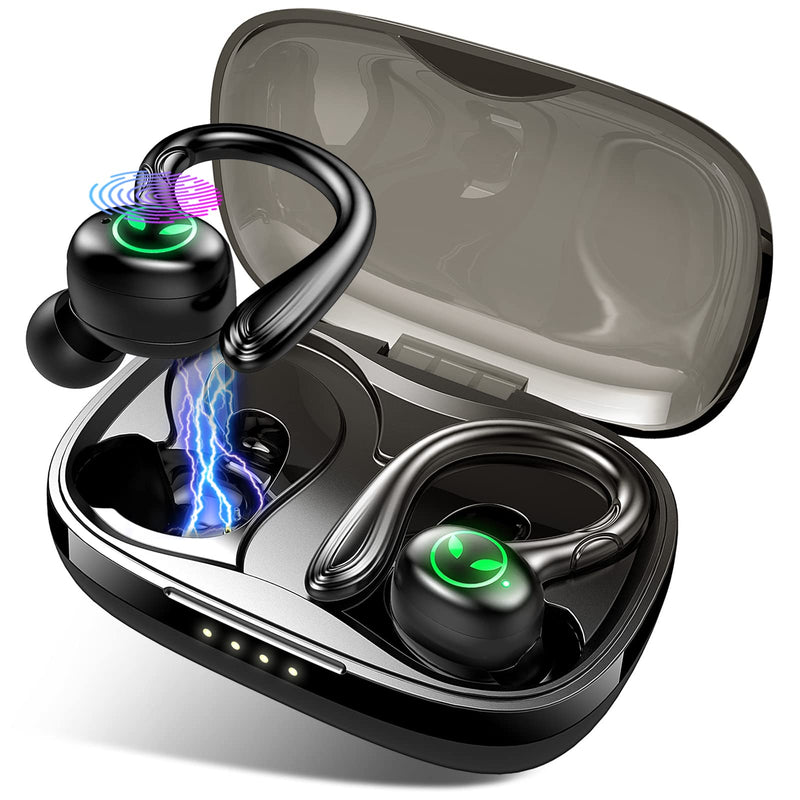  [AUSTRALIA] - Wireless Earbud, Bluetooth 5.1 Sport Headphones with Earhooks, Wireless Earphones HiFi Stereo Bluetooth Earbud in Ear with Mic, 40H Playtime, IP7 Waterproof, Touch Control, Noise Cancelling, Running…