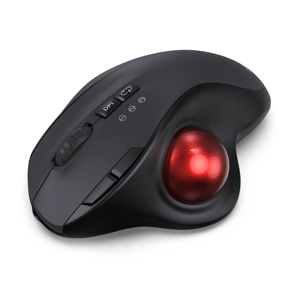  [AUSTRALIA] - Bluetooth Trackball Mouse, 2.4G USB Wireless Bluetooth Ergonomic Mouse, Rechargeable Ergo Mice with USB-C Port & 3 DPI, Easy Thumb Control, for Computer Laptop Tablet Mac Windows-Black