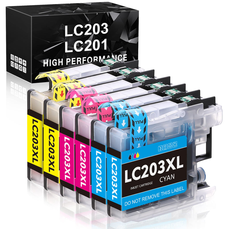  [AUSTRALIA] - Compatible Ink Cartridge Replacement for Brother LC203 LC203XL LC201 LC201XL Work with Brother MFC-J460DW J480DW J485DW J680DW J880DW J885DW MFC-J4320DW J4420DW J4620DW (2 Cyan, 2 Magenta, 2 Yellow)