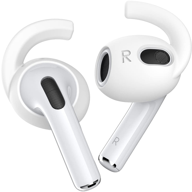  [AUSTRALIA] - Gcioii 3 Pairs AirPods 3 Ear Hooks Covers [Added Storage Pouch] Anti Slip Wings Ear Covers, Grip Tips Accessories Compatible with Apple AirPods 3rd Generation (White, Medium) White