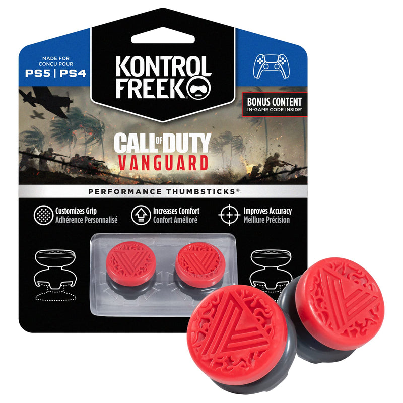  [AUSTRALIA] - KontrolFreek Call of Duty: Vanguard Performance Thumbsticks for PlayStation 4 (PS4) and PlayStation 5 (PS5) | 2 High-Rise, Hybrid| Red/Black