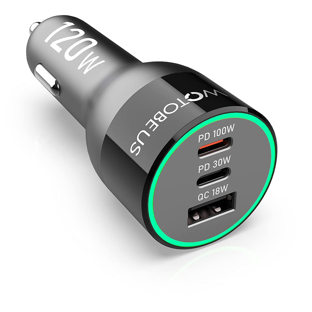  [AUSTRALIA] - USB C Car Charger Adapter 120W, WOTOBEUS 100W Type C PD 30W PPS 45W Super Fast Charging QC 18W LED Cigarette Lighter for iPhone 13 12 11 Pro Max Samsung 5G S21Ultra Note20 10Plus iPad MacBook Laptop