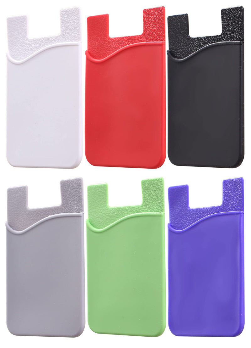  [AUSTRALIA] - 6Pcs Adhesive Cell Phone Wallet Stick on 1 Slots Silicone Credit Card Holder Sticker for ID Business Card Compatible with iPhone, Galaxy & Most Smartphones (Mix 6 Pcs) Mix 6 Pcs