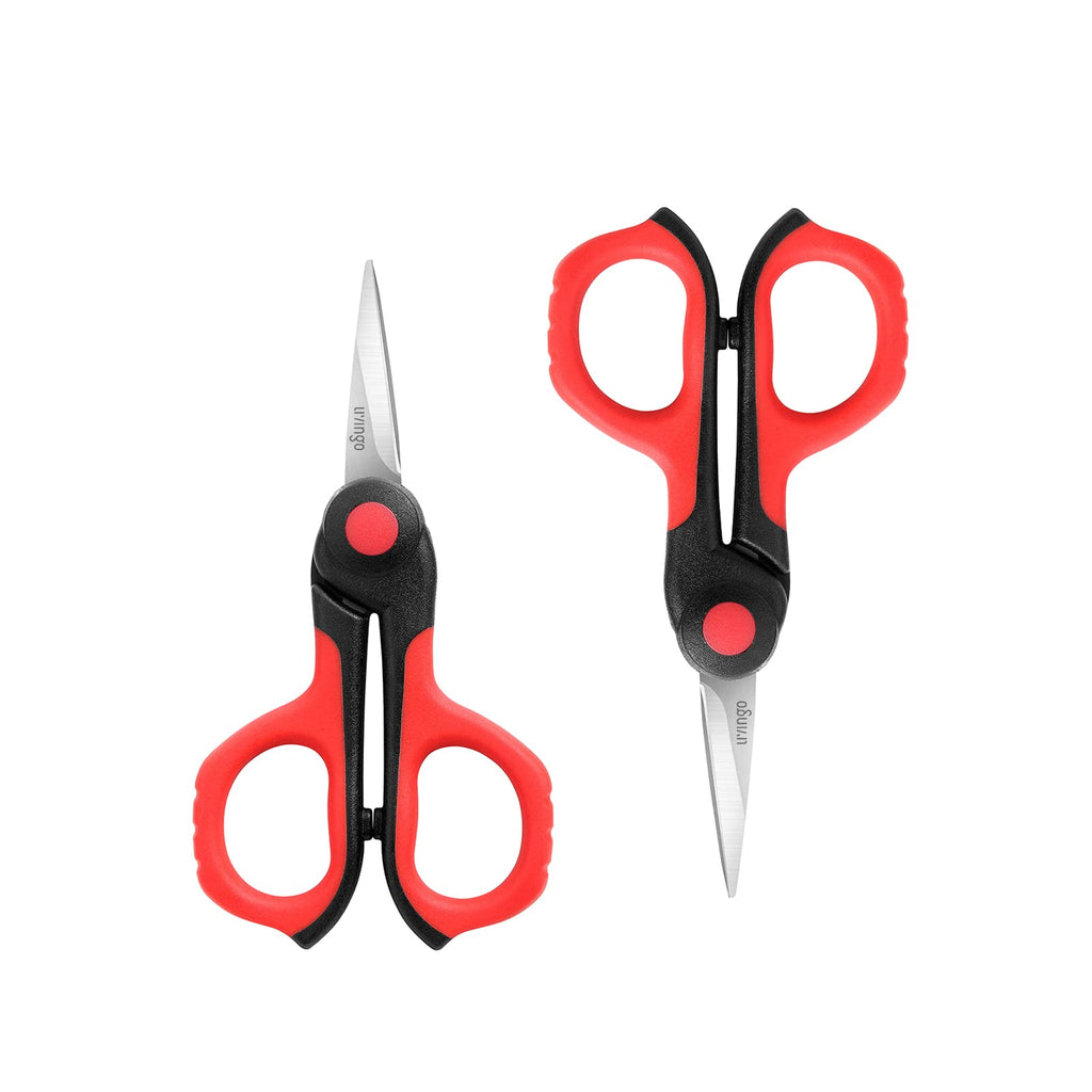  [AUSTRALIA] - LIVINGO 4.5” Small Sharp Embroidery Scissors, Precise Detail Pointed Tip Stainless Steel Shears for Cutting Fabric, Needlework Thread Yarn Craft Sewing, Scrapbook, Paper, 2 Pack Red/Black