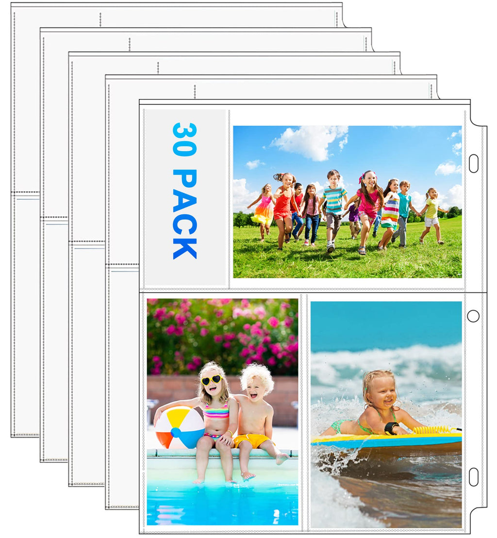  [AUSTRALIA] - (30PACK) Photo Album Pages for 3-Ring Binder, Photo Sleeves 4×6, 3-Ring Binder Photo Pockets, Photo Album Pages , Archival Photo Sleeves 4×6,Photo Protector Sleeves 30
