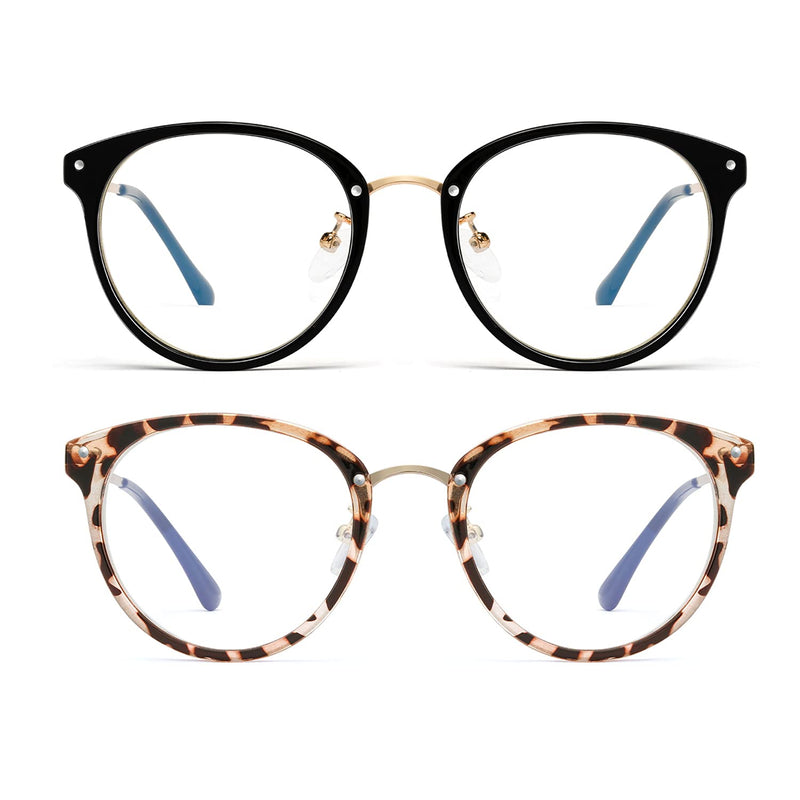  [AUSTRALIA] - Blue Light Blocking Glasses - Women/Men Retro Round Computer Reading Fashion Glasses Non Prescription 2020 Black+douhua