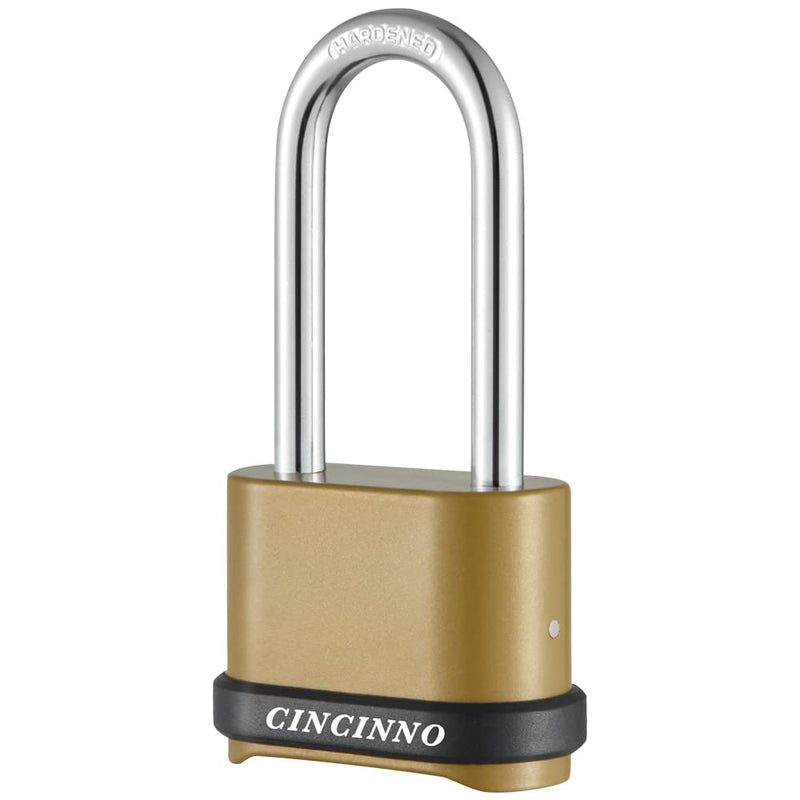  [AUSTRALIA] - CINCINNO 4 Digit Combination Lock, Heavy Duty Combination Padlock with Long Shackle Combo Padlock for Outdoor Use ,Sheds, Locker, Storage Unit, Gym and Gate