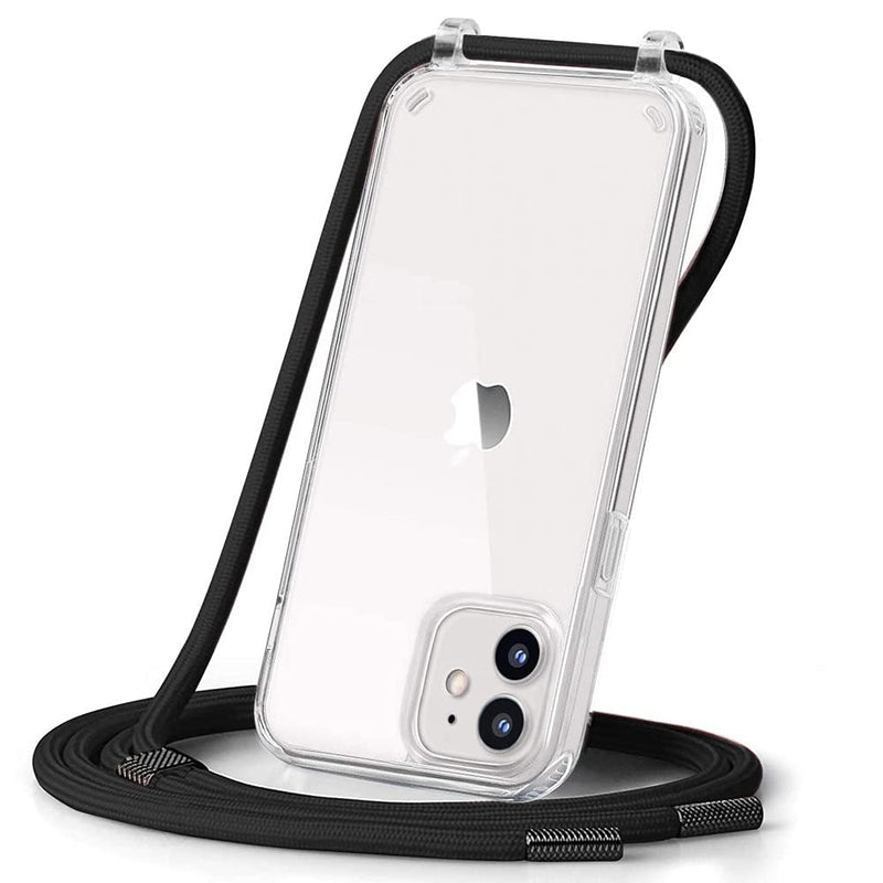  [AUSTRALIA] - CAROKI Clear Case for iPhone 11,Crossbody Phone Cover with Adjustable Nylon Neck Strap, Clear Transparent TPU Soft Case for iPhone 11Holder with Neck Cord Lanyard Strap- (Black) Black