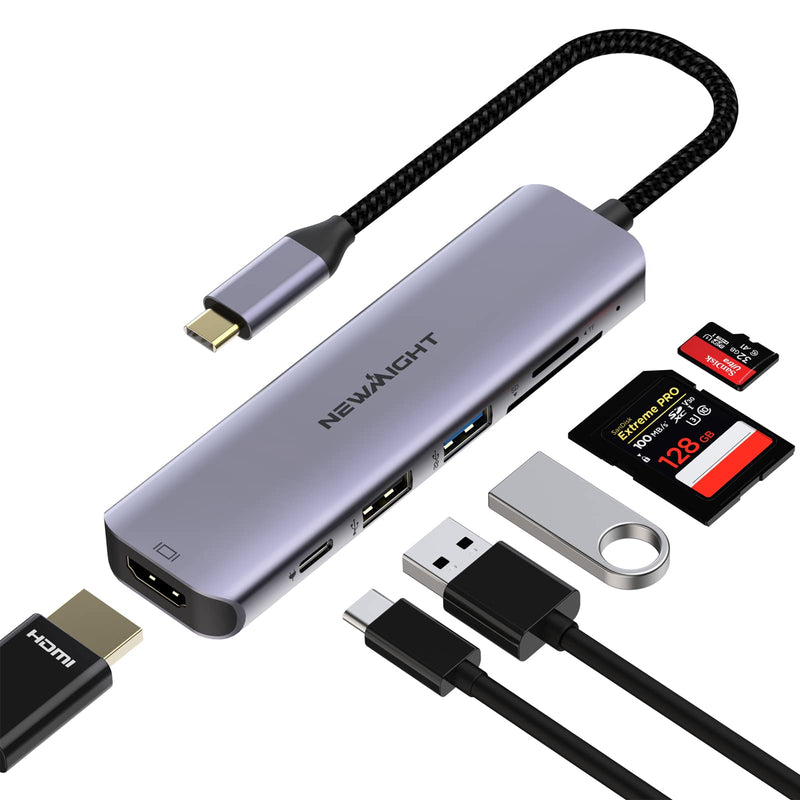  [AUSTRALIA] - USB C Hub USB-C to HDMI Adapter - Newmight 6 in 1 USB C Docking Station with 100W Power Delivery HDMI 4K@30HZ USB3.0 Fast Data Transfer SD/TF Card Reader, for MacBook and Other Type C Devices